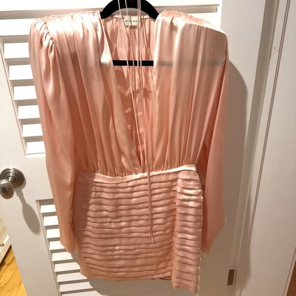 Magda Butrym pink silk long sleeve flower mini dress - Picture 4 of 8